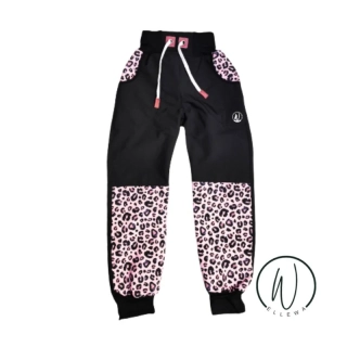 Softshellové kalhoty Premium -černá/růžový geopard