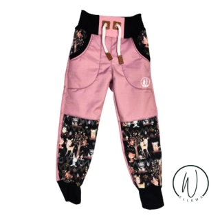 Softshellové kalhoty Premium-starorůžová/zvířátka