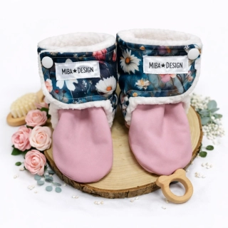 Capáčky softshell/beránek -květiny akvarel