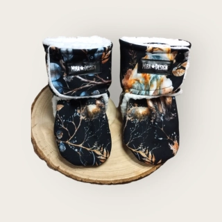 Capáčky softshell/beránek -liška modré listy