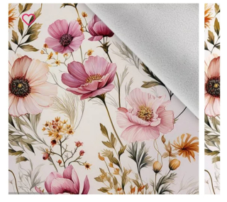 Capáčky softshell/fleece -květy karamel