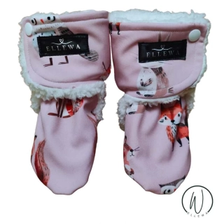 Capáčky softshell/beránek -zvířátka na růžové