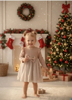 Vánoční dětské šaty s tylovou sukní třpytivé-zlatá