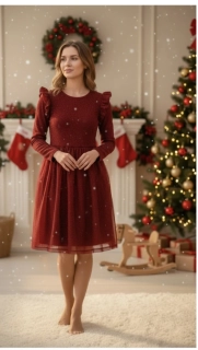 Dámské vánoční třpytivé šaty-červená