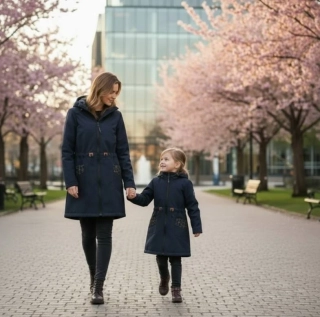 Softshell parka s fleecem -tmavě modrá /Máma a dcera