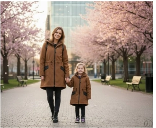 Softshell parka s fllece -karamel/Máma a dcera