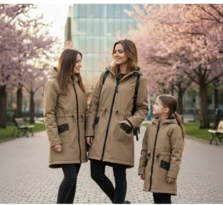 Softshell parka s fleecem -taupe / Máma a dcera