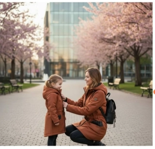 Softshell parka s fleecem-skořice/ Máma a dcera