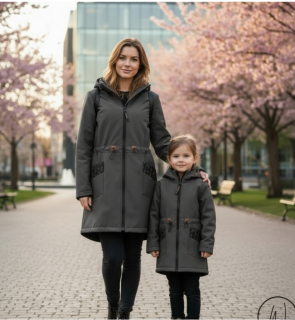 Softshell parka s fleecem -šedá / Máma a dcera