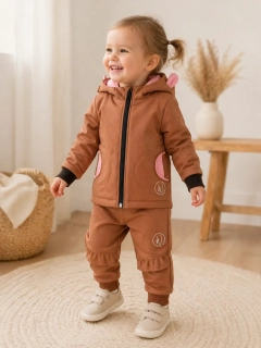 Softshellové kalhoty klasik s volánky-hnědé