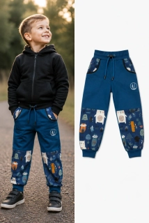 Softshellové kalhoty klasik-petrolej medvědi