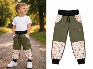Softshellové kalhoty klasik-thaki/lesní zvířátka